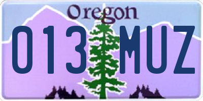 OR license plate 013MUZ