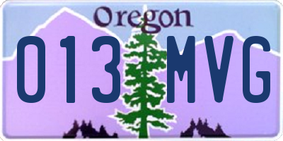 OR license plate 013MVG