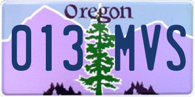 OR license plate 013MVS