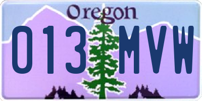 OR license plate 013MVW