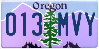 OR license plate 013MVY