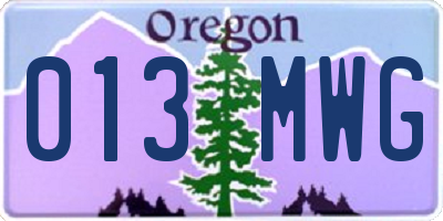 OR license plate 013MWG