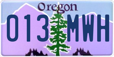 OR license plate 013MWH