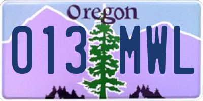 OR license plate 013MWL