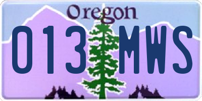 OR license plate 013MWS