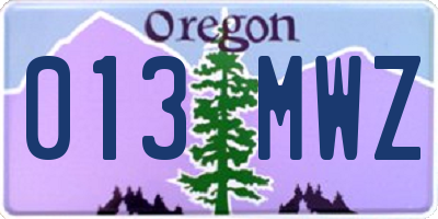 OR license plate 013MWZ