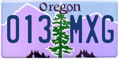 OR license plate 013MXG