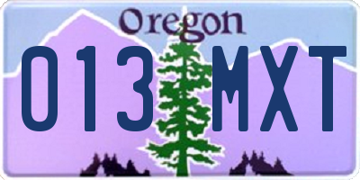 OR license plate 013MXT