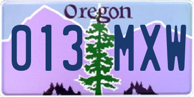 OR license plate 013MXW