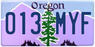OR license plate 013MYF