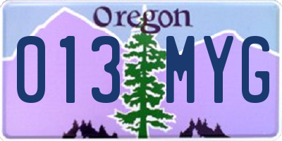 OR license plate 013MYG