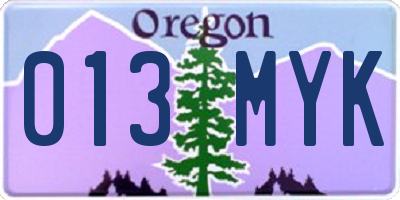 OR license plate 013MYK