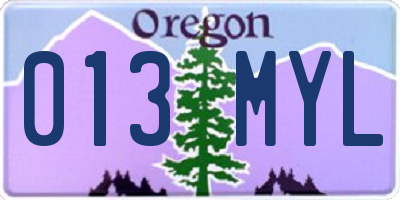 OR license plate 013MYL
