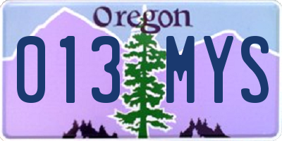 OR license plate 013MYS