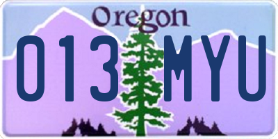 OR license plate 013MYU