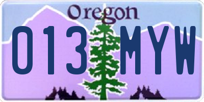 OR license plate 013MYW
