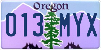 OR license plate 013MYX