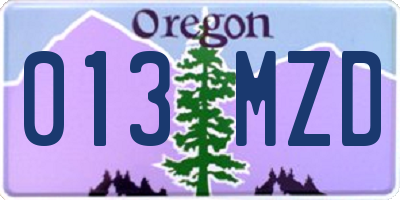 OR license plate 013MZD