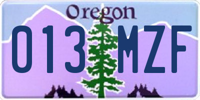 OR license plate 013MZF