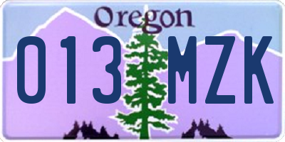 OR license plate 013MZK