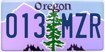 OR license plate 013MZR