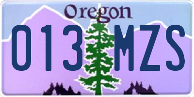 OR license plate 013MZS