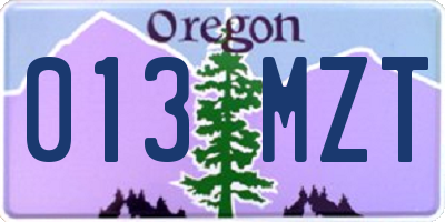 OR license plate 013MZT