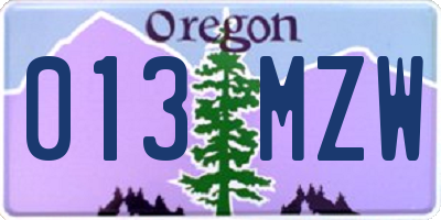 OR license plate 013MZW