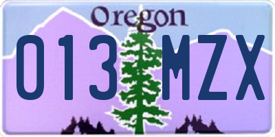 OR license plate 013MZX
