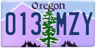 OR license plate 013MZY
