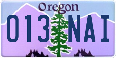 OR license plate 013NAI