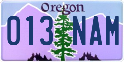 OR license plate 013NAM