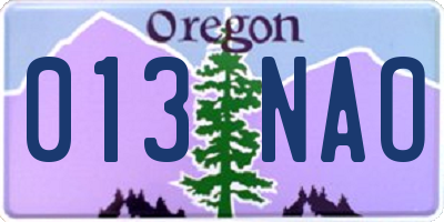 OR license plate 013NAO