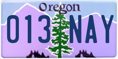 OR license plate 013NAY