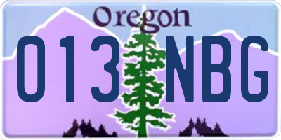 OR license plate 013NBG