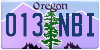 OR license plate 013NBI