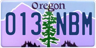 OR license plate 013NBM