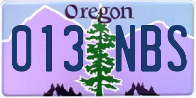 OR license plate 013NBS