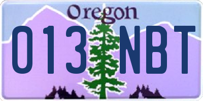 OR license plate 013NBT