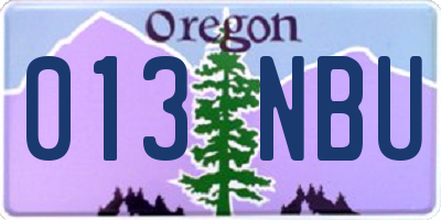 OR license plate 013NBU