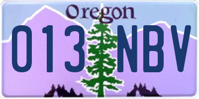 OR license plate 013NBV
