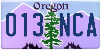 OR license plate 013NCA