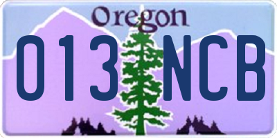 OR license plate 013NCB