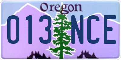 OR license plate 013NCE
