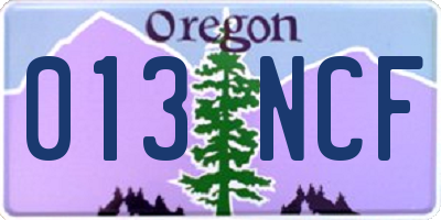 OR license plate 013NCF