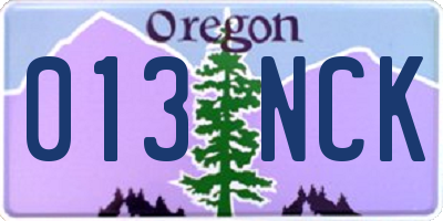 OR license plate 013NCK