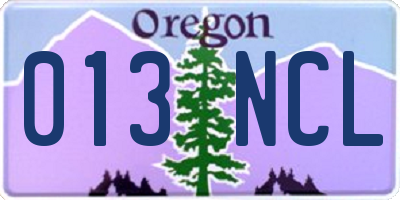 OR license plate 013NCL
