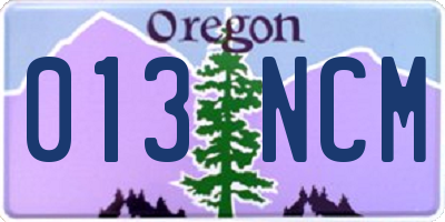 OR license plate 013NCM