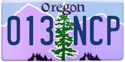 OR license plate 013NCP
