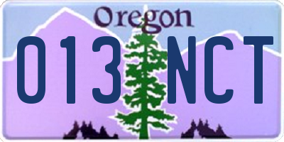 OR license plate 013NCT